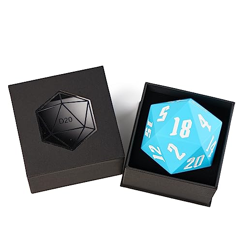 55mm Silicone D20 DND Dice, Large D20 Single 20 Sided D&D Dice | Soft & Comfortable Touch, Perfect Bouncer, Gift Box, Compatible with Dungeons and Dragons RPG Bar Pub Club Party Games - color: Sky Blue