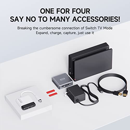 Hagibis Switch Video Capture Card Portable Switch Dock for Nintendo Switch/iPhone 16 15 Pro Max Live Streaming Gaming USB 3.0 1080P 60Hz Video Recorder, Quest 3 with 4K HDMI(White MS2130 Chip)