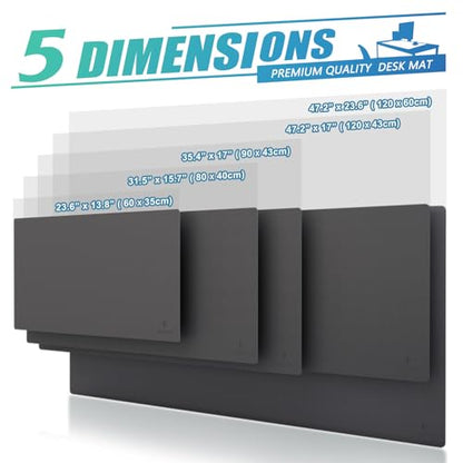 K KNODEL Small Office Leather Desk Mat, Mouse and Keyboard Pad, Computer and Laptop Mat, Desktop Protector and Cover, Writing Pad and Blotter (23.6"x13.8", Dark Gray) - color: Dark Gray, size: 23.6" x 13.8"