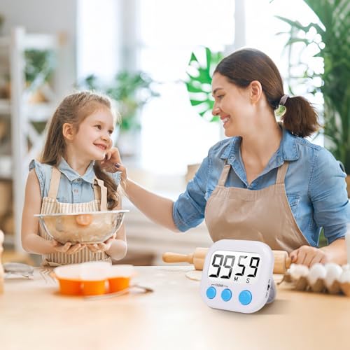 6 Pack Digital Kitchen Timer Small Classroom Timers for Kids Teachers (White) - color: White