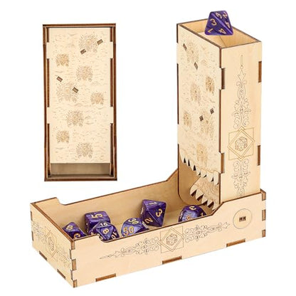 Wooden Dice Tower and Tray, Foldable Roller Castle Collapsible Rolling Tower, D&D Board Game Accessories, Role Playing Game Dice Box, Small Dice Roller, DND Gift for Gamer, for Men