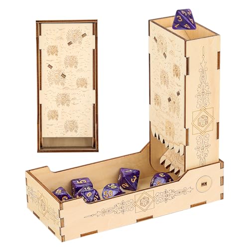 Wooden Dice Tower and Tray, Foldable Roller Castle Collapsible Rolling Tower, D&D Board Game Accessories, Role Playing Game Dice Box, Small Dice Roller, DND Gift for Gamer, for Men