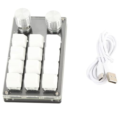 Sonew One Handed Mechanical Keyboard 12 Key Gaming Keyboard DIY Programmable Keypad for Office Gaming Lab(Black White) - color: Black White