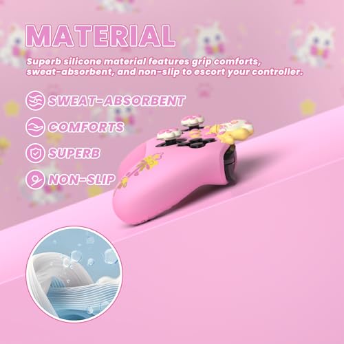 PlayVital Sweetheart Kitty Silicone Skin Compatible with Nintendo Switch Pro Controller Kawaii Anti-Slip Cover, Switch Pro Controller Joystick Grips & Protective Silicone Case - Pink - color: Pink