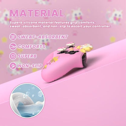 PlayVital Sweetheart Kitty Silicone Skin Compatible with Nintendo Switch Pro Controller Kawaii Anti-Slip Cover, Switch Pro Controller Joystick Grips & Protective Silicone Case - Pink - color: Pink
