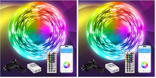 DAYBETTER LED Strip Lights 110ft, Smart Lighting Strips with App Remote Control, RGB Music Sync Color Changing Lights for Bedroom Kitchen Party Home Decor(1 Roll) (Pack of 2) - size: 110FT (Pack of 2)
