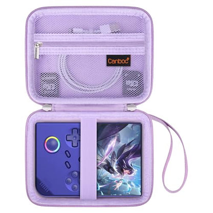 Canboc Carrying Case for G350/ RG40XXV/ RG406V/ RG405V Retro Handheld Game Console, RG40XXV Video Gaming Console Storage Box, Mesh Pocket fits Cable, SD Card, Purple (Case Only) - color: Purple