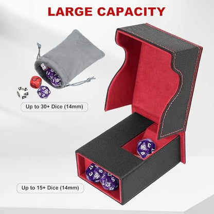 Dice Roller Tower, Magnetic Dice Tray for Rolling, Foldable Leather Dice Organizer Tower Fits for Dungeons & Dragons, MTG DM and Player, Black & Red - color: Black & Red, style: Style A