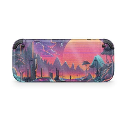 Glossy Glitter Gaming Skin Compatible with Nintendo Switch 2 Console Only - Synthwave Fringe - Premium 3M Vinyl Protective Wrap Decal Cover - Easy to Apply | Crafted in The USA by MightySkins - color: Synthwave Fringe, size: Switch 2 Console Skin Only, st