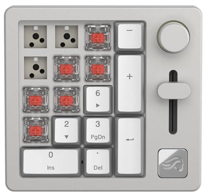 GLORIOUS GMMK Mechanical Numpad- 10 Key USB Programmable Keypad - Hot Swappable, Volume Control, RGB Backlit, Wired & Wireless Bluetooth - Laptop & Keyboard Accessories- White - color: White Ice