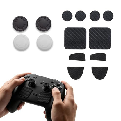 Flexible Silicone Grip Set for Steam Controller 2 2026 Joystick Caps Touchpad Protective Film Sticker and Rear Button Stickers Anti-sweat Reducing Finger Fatigue Improving Comfort Wear--proof Upgrade Kit (Black and White) - color: Black and White