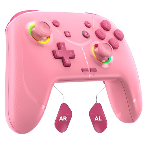 GMBACK Wireless Switch 2 Pro Controller, Turbo Controller for Nintendo Switch 2/1/Lite/OLED with Loop Macro, Home Wake Up, HD Rumble, Motion Control, Turbo, 800mAh, Pink - color: Pink