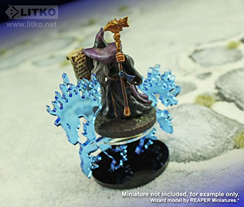 LITKO Phantom Steed Character Mount | Compatible with D&D & Pathfinder | Fluorescent blue acrylic phantom steed mount | 40mm round base | 30mm platform for hero | Requires glue assembly - style: 40mm Round Base
