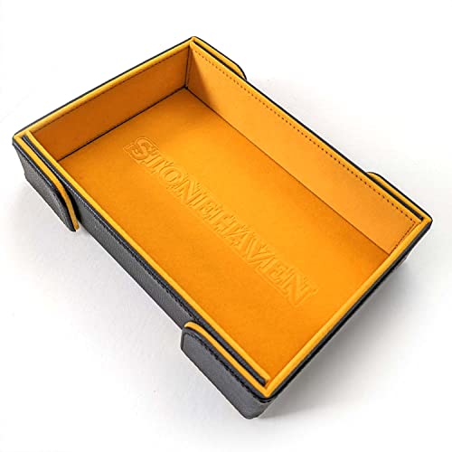 Stonehaven Bright Gold Dice Tray - Foldable Magnetic Velvet and PU Leather Rolling Tray for RPG, DND, and Tabletop Games - style: Bright Gold