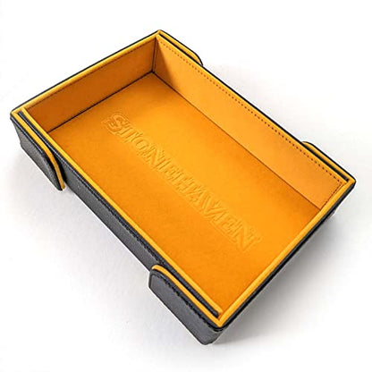 Stonehaven Bright Gold Dice Tray - Foldable Magnetic Velvet and PU Leather Rolling Tray for RPG, DND, and Tabletop Games - style: Bright Gold