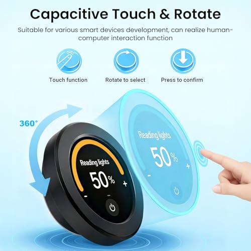 ELECROW 2.1" ESP32 Rotary Display 480x480 HMI IPS Round Knob Touch Display | 2.4G WiFi and BLE Capacitive Rotary Touch Screen Development Board Compatible with Arduino IDE and LVGL Library - size: 2.1" ESP32 Rotary Display