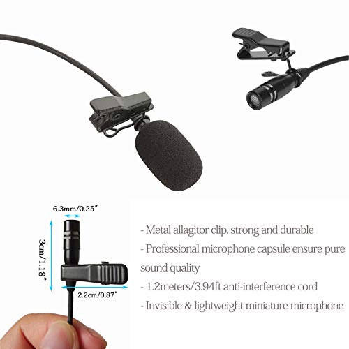 Pro Lavalier Microphone Lapel Microphone 3.5mm (1/8'') TRS Unidirectional Condenser Mic for PC Camera Voice Amplifier Wireless Transmitter, Ideal for Lectures, Podcasts - size: Standard 3.5mm TRS Plug for Various Devices