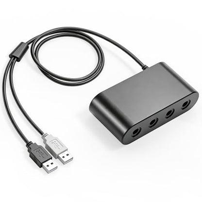 Gamecube Controller Adapter for Wii U, PC Windows, Nintendo Switch/OLED/Switch 2 Gamecube Converter, Support 4 Gamecube Controller to Play Supper Smash Bros with 3.3ft Long Cable