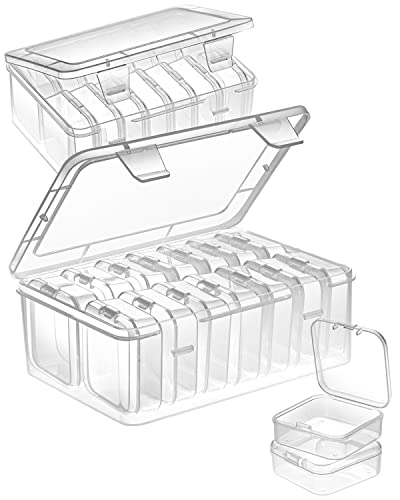 Mathtoxyz Small Bead Organizers, 30 Pieces Plastic Storage Cases Mini Clear Bead Storage Containers Transparent Boxes with Hinged Lid and Rectangle Clear Craft Supply Case - color: Clear - 2P
