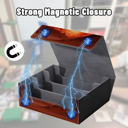 DEGDFSGR Card Game Storage Box for TCG MTG Commander Deck Box MTG Card Box Organizer Trading Card Case Magnetic Closure Creative Pattern Up to 2400 Cards, Fiery Frost Dragon - color: Fiery Frost Dragon
