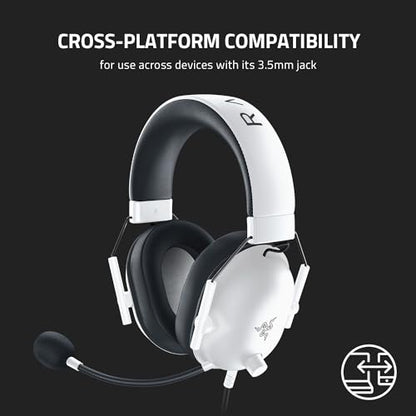 Razer BlackShark V2 X Gaming Headset for PC, 3.5mm Audio Jack, White - color: White, size: 3.5 mm (Pack of 1), style: PC