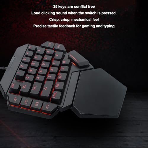One Handed RGB Mechanical Gaming Keyboard 35 Keys RGB Backlight Blue Switch Mini Gaming Keypad with Wrist Rest for PC Gamer/2567, 535343350