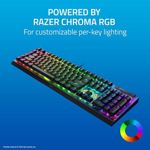 Razer BlackWidow V4 X Mechanical Gaming Keyboard, Fortnite Edition | Yellow Switches Linear & Silent, 6 Macro Keys, Chroma RGB, Doubleshot ABS Keycaps, Sound Dampening & Stabilizers - color: Fortnite Edition