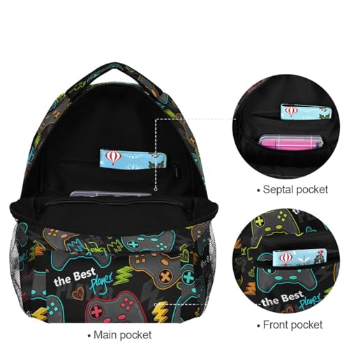 Video Game Backpack Bookbag Gamer Gaming Daypack Travel Hiking Camping School Laptop Bag - color: Multi Pattern 16