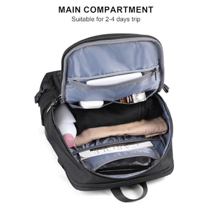 PIJUSHI Casual Travel Backpack for Women with 16" Padded Laptop Compartment | Carry On Luggage with USB Charging Port, 1680D Water-Resistant Nylon, Airline Approved, For Daily, Hiking - color: Updated Black