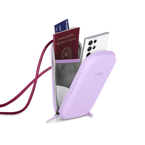 Rollink Nano EVA Hard-Shell Phone Case Crossbody Bag – Compact Travel Organizer, Water-Resistant, Adjustable Strap | Quick-access layout - color: Lavender