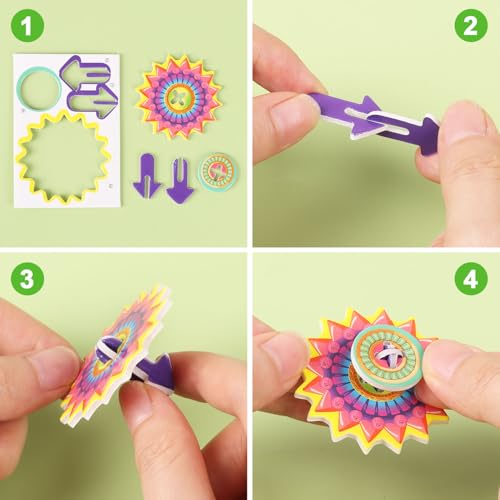 LOMIMOS 3D Cartoon Puzzle for Kids, 30 Pieces 3D Jigsaw Gyroscope Montessori Toys Creative Learning Model Paper Puzzle Game for Xmas Art DIY Craft Gift Decor Classroom Prize Party Favor - style: Gyroscope