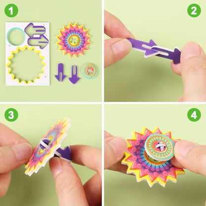 LOMIMOS 3D Cartoon Puzzle for Kids, 30 Pieces 3D Jigsaw Gyroscope Montessori Toys Creative Learning Model Paper Puzzle Game for Xmas Art DIY Craft Gift Decor Classroom Prize Party Favor - style: Gyroscope