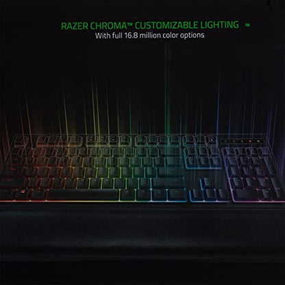 Razer Ornata Chroma Gaming Keyboard: Hybrid Mechanical Key Switches - Customizable Chroma RGB Lighting - Individually Backlit Keys - Detachable Plush Wrist Rest - Programmable Macro Functionality