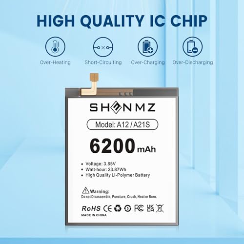 SHENMZ 6200mAh Battery for Galaxy A12 with Repair Tools – Upgraded | EB-BA217ABY Battery Replacement for Samsung Galaxy A12 A12S Models SM-A125F/U/M - style: A12