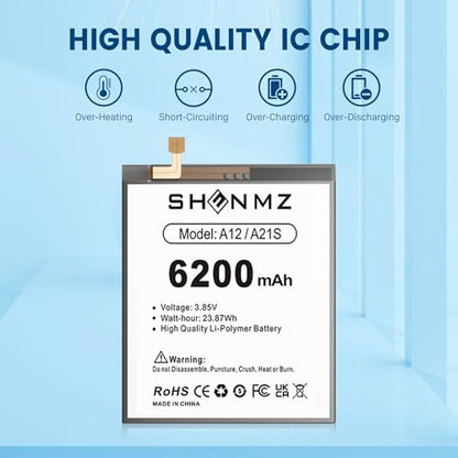 SHENMZ 6200mAh Battery for Galaxy A12 with Repair Tools – Upgraded | EB-BA217ABY Battery Replacement for Samsung Galaxy A12 A12S Models SM-A125F/U/M - style: A12