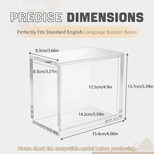 DEDC 1 Pack Acrylic Booster Box Case Magnetic Lid 6 mm Clear | 99% UV Protection with 6 mm Clear Acrylic for Standard English Booster Boxes Inner Size 14.2 X 8.3 X 12.5 cm - size: 1 Pack Booster Box Case