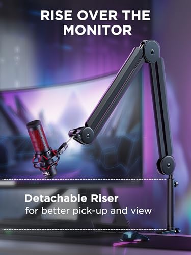 InnoGear Mic Arm Microphone Boom Arm Cable Management for Blue Yeti, Black | Desk Mount, for Shure Fifine, Professional Appearance, Extendable, Horizontal Reach 32.3", 3.5 lb Weight Capacity, Heavy-Duty - color: Black, style: Standard Clamp