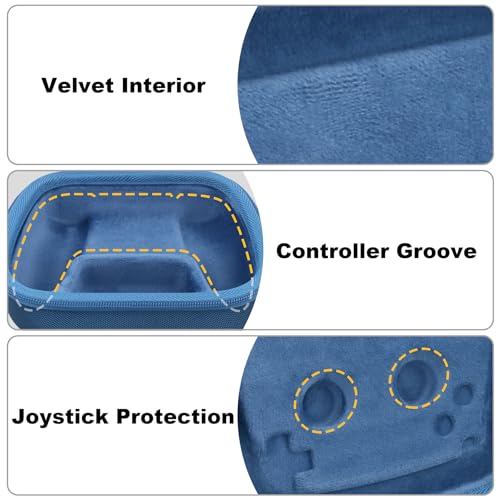 Baval Hard Case for Playstation 5 PS5 DualSense Wireless Controller | Protective Storage Box, Specifically Design for PS 5 Controller, Soft Velvet Lining, Customized Slots, Snug Fit, Dark Blue - color: Blue Hard Case