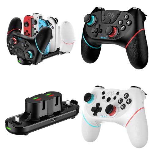 VidPPluing 2 Pack Switch Controllers with Charging Dock for Switch | Switch 2 Controller with Motion Control/Dual Vibration/Turbo/Wake up/Charging Cable/600mAh Battery
