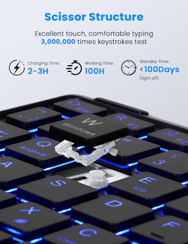 LAMA Backlit Bluetooth Touchpad Keyboard for iPad Pro/Air/Mini, Ultra-Slim Rechargeable Wireless Keyboard and Mouse for iPhone 15/14/13 Pro/Samsung/Tablet/PC/Laptop/iOS/Windows/Android, BK - color: Dark