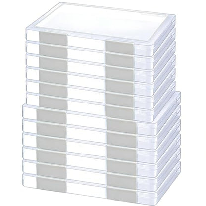 LonlyEagle 12 Pcs Clear A4 File Portable Project Case, Plastic Storage Box for 8.5" x 11" Letter Paper, Scrapbook Paper Storage Boxes Documents Magazines Holder