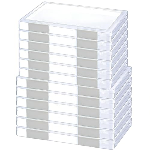 LonlyEagle 12 Pcs Clear A4 File Portable Project Case, Plastic Storage Box for 8.5" x 11" Letter Paper, Scrapbook Paper Storage Boxes Documents Magazines Holder