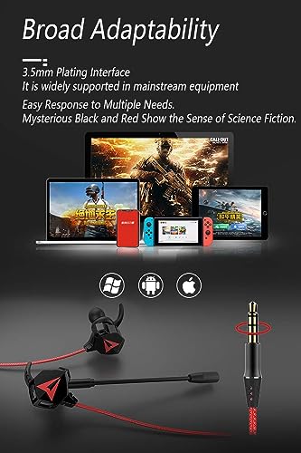 KASOTT Battle Buds Pro in-Ear Gaming Headset with Dual Microphone, Mute and Volume Control, Wired Earphones for Mobile Gaming, Nintendo Switch, Xbox One, PS, PC (Red) - color: NEW-RED