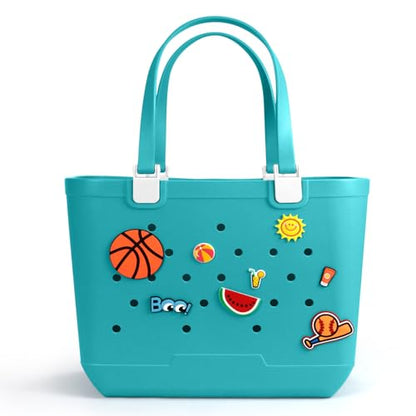 X-Large Rubber Beach Tote Bag, 18.9 "L x 9.4 "W x 13.8 "H Waterproof EVA Beach Totes with Zipper Pocket - color: Blue