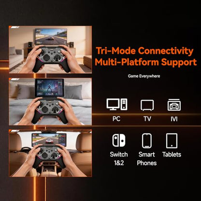 BIGBIG WON Storm(Gale2) Wireless PC Controller, Bluetooth Gaming Controller 2000Hz Polling Rate, Near-Zero Latency, TMR Sticks, Hall & Micro-switch Triggers, 16 Mechanical Buttons, 4 Customizable Back Paddles, for Windows PC/Switch 2/Switch/Android/IOS -