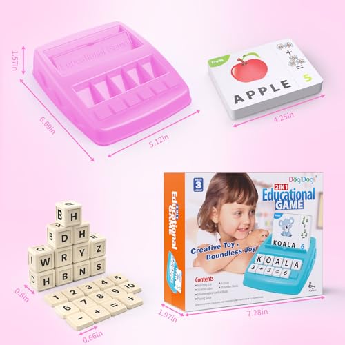 DEGIDEGI Educational Toys for Kids Ages 3-8, Matching Letter Spelling Game ABC Learning, Learning Toys for 4-7 Year Old Girls,Christmas Birthday Party Gifts for 3 4 5 6 7 8 Year Olds Girls Pink - color: Pink