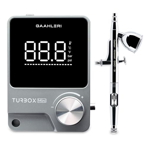 Gaahleri Airbrush Kit, Turbox mini Kit with GHAD-39 0.35mm, Dual-Action Airbrush & Air Compressor with 18 Gear Air Control, Ultra-Quiet, Multi-Scenario, for Painting, Modeling, Cake Decor