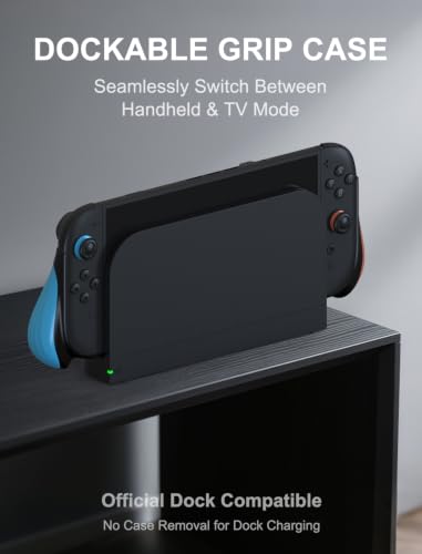 JUSPRO Dockable Grip Case for Nintendo Switch 2, Ergonomic Handheld Protective Cover Accessories with Quick-Release Joy-Con Design - color: BK