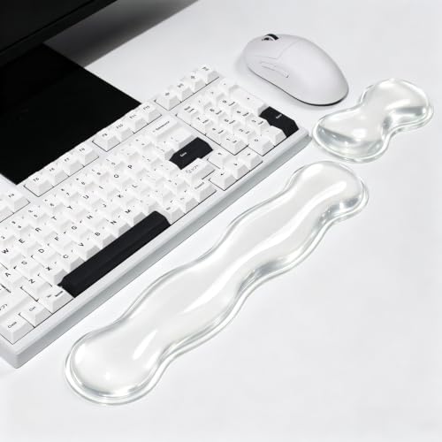 Mouse Pad with Wrist Rest, Soft Cloud Gel Keyboard Mouse Pad Set with Hand Wrist Support, Cute Non Slip Office Desk Accessories for Comfort/Pain Relief/Computer/Laptop (Clear Wave) - color: Clear Wave