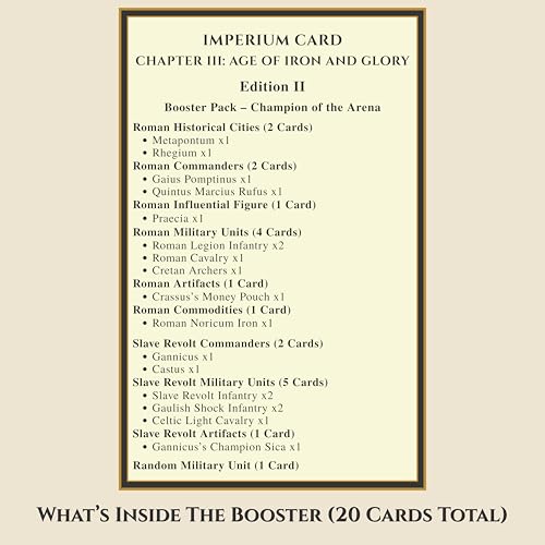 Sumeru & Seed Imperium Cards – Historical Strategy Card Expansion – Champion of the Arena Booster – Spartacus Revolt – Sandbox Battle Add-On - style: Edition II Booster Pack - Champion of the Arena